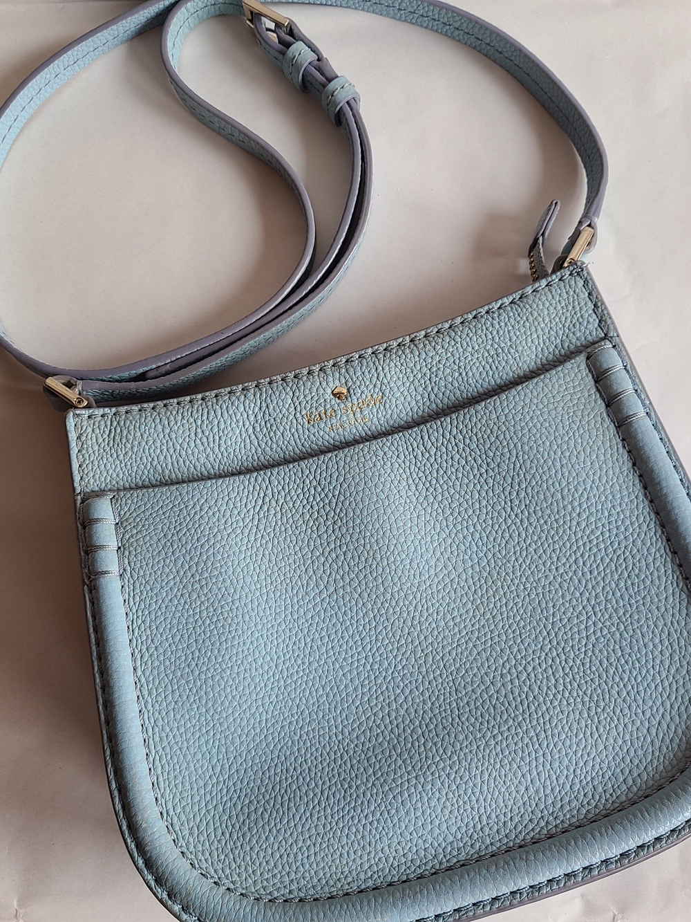 Kate Spade Light Blue Pebbled Leather Crossbody Bag